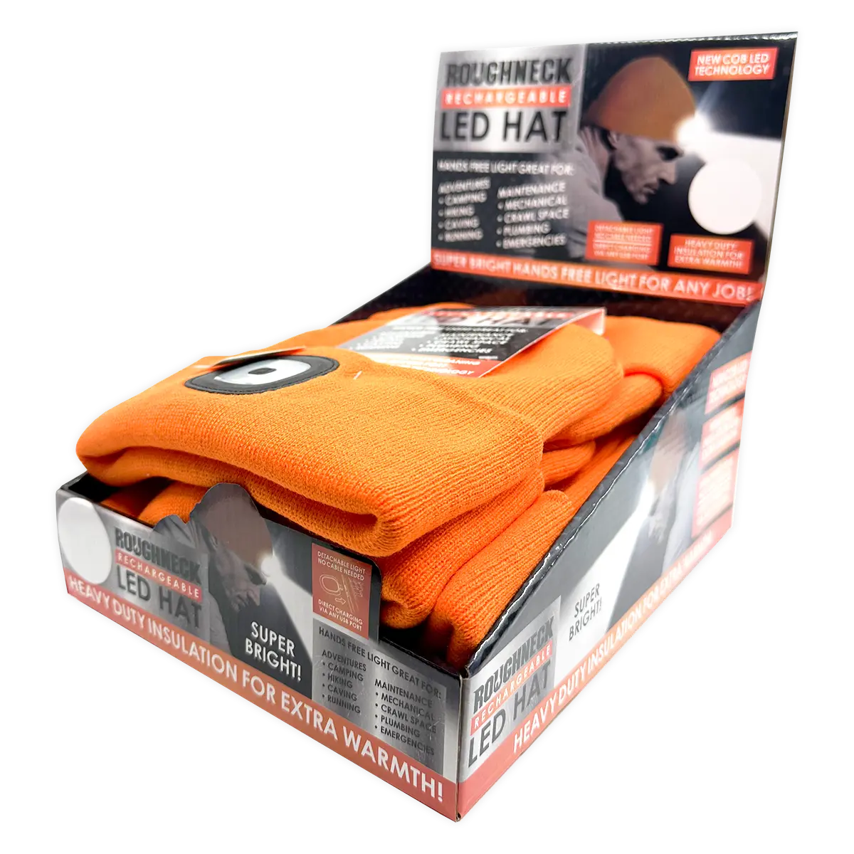 Roughneck LED Orange Hat 6 Pieces Per Retail Ready Display 25001 ROUGHNECK
