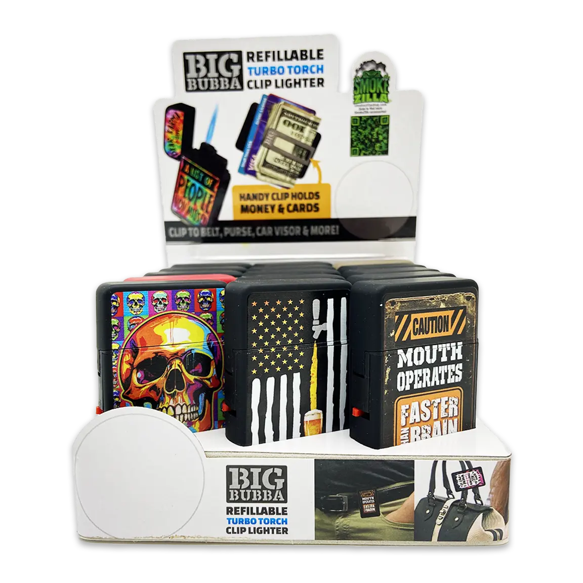 Big Bubba Dual Torch Lighter with Money Clip - 15 Pieces Per Retail Ready Display 25088 SMOKEZILLA