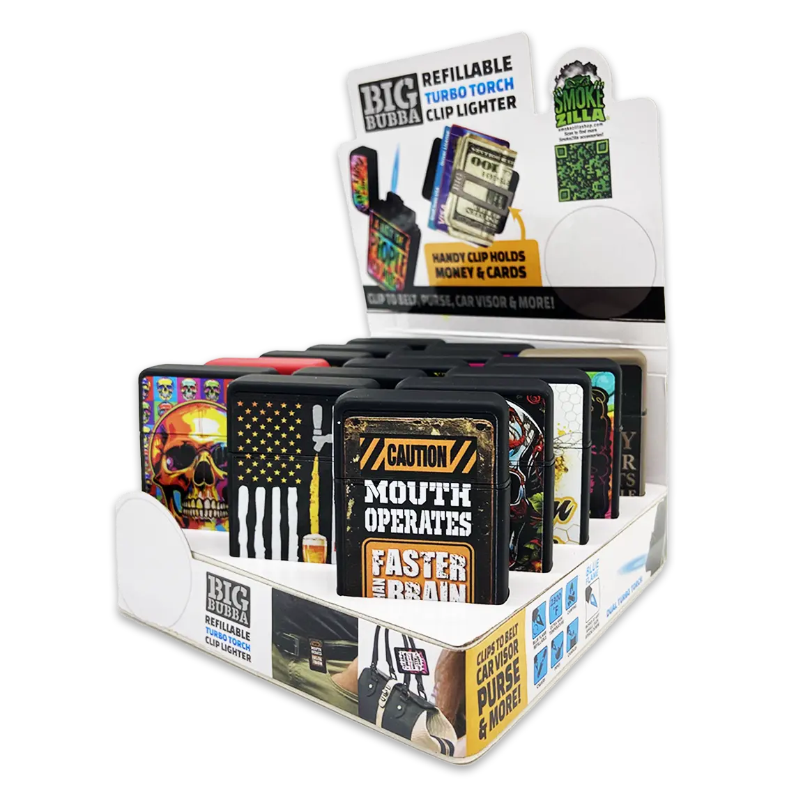 Big Bubba Dual Torch Lighter with Money Clip - 15 Pieces Per Retail Ready Display 25088 SMOKEZILLA