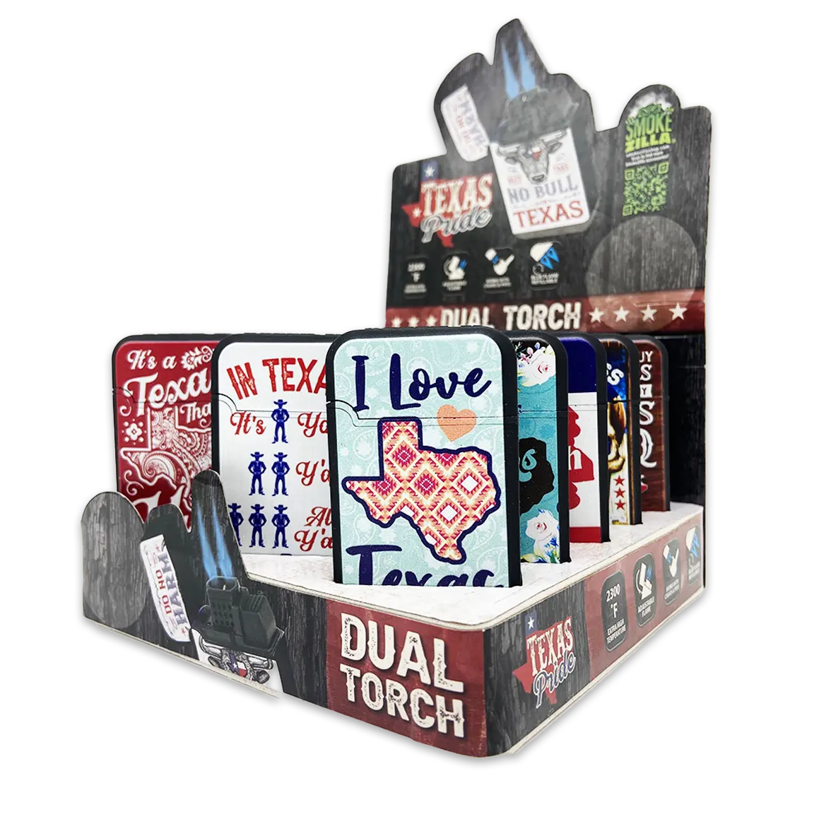 Big Bubba Texas Dual Torch Lighter - 15 Pieces Per Retail Ready Display 25099 SMOKEZILLA