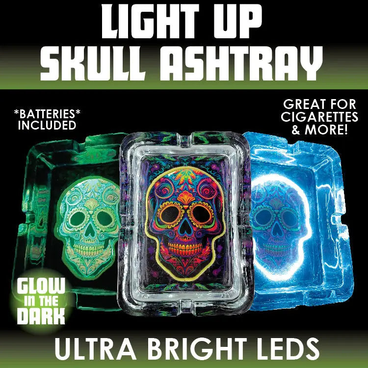 Light-Up Skull Glass Ashtray - 6 Per Retail Ready Display 25121 SMOKEZILLA