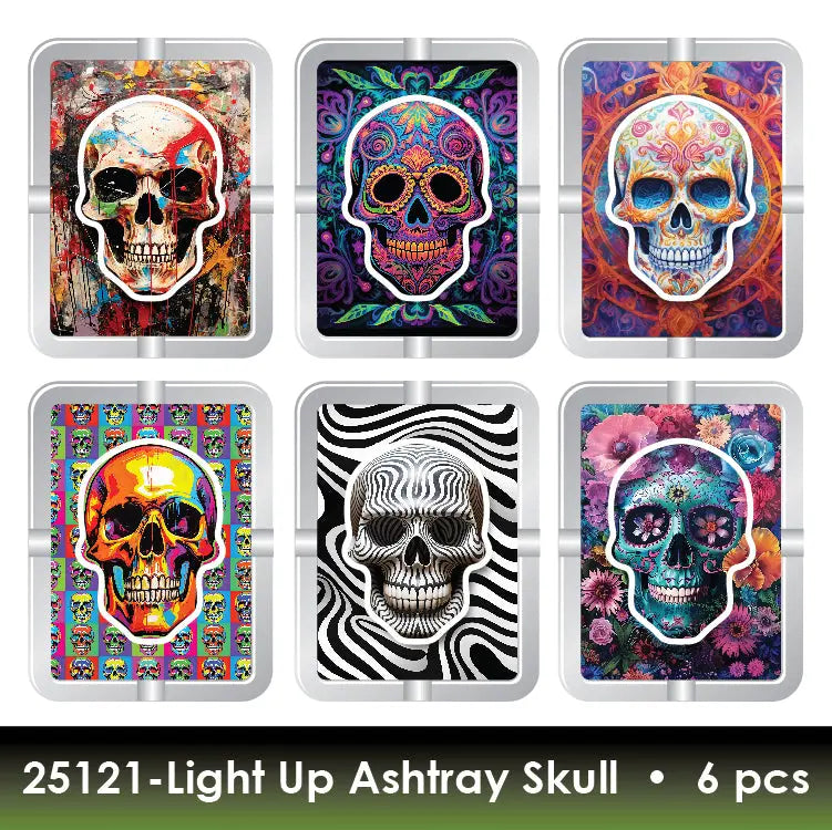 Light-Up Skull Glass Ashtray - 6 Per Retail Ready Display 25121 SMOKEZILLA