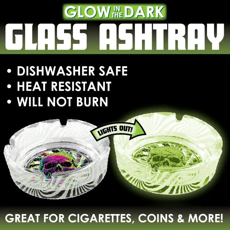 Glow in The Dark Glass Ashtray - 6 Pieces Per Retail Ready Display 25135 SMOKEZILLA