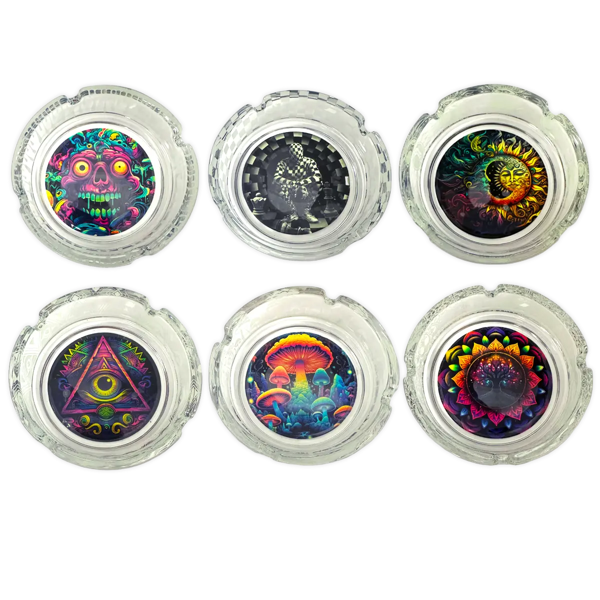 Glow in The Dark Glass Ashtray - 6 Pieces Per Retail Ready Display 25136 SMOKEZILLA