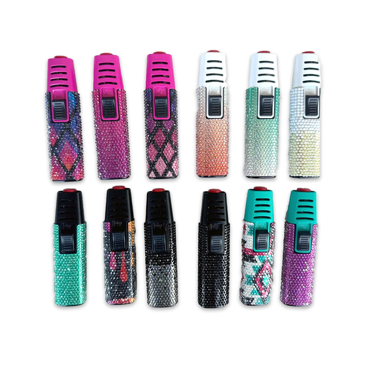 Rhinestone Torch Stick Bottle Opener Lighter - 12 Pieces Per Retail Ready Display 25140 TORCH BLUE