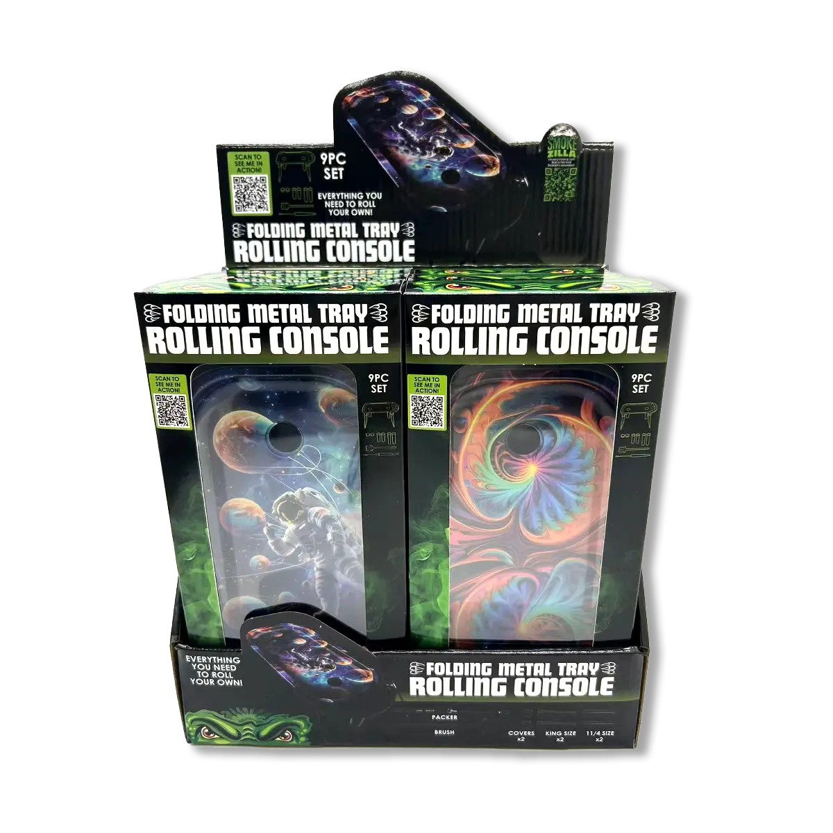 Folding Metal Tray Rolling Console - 6 Pieces Per Retail Ready Display 25267 SMOKEZILLA