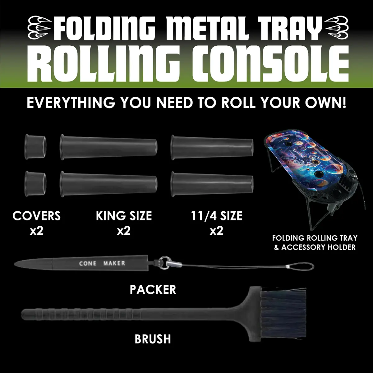 Folding Metal Tray Rolling Console - 6 Pieces Per Retail Ready Display 25267 SMOKEZILLA