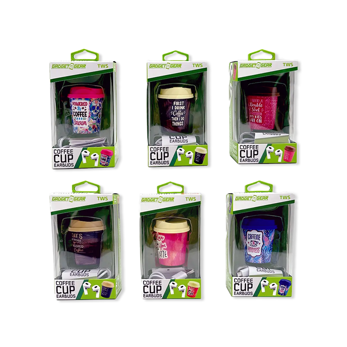 Wireless Earbuds with Coffee Cup Case - 6 Pieces Per Retail Ready Display 25286 GADGET GEAR