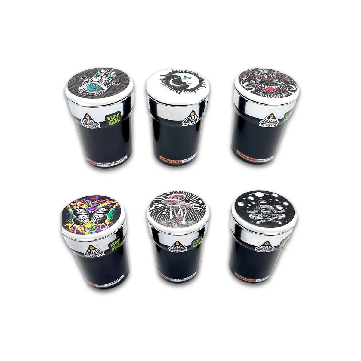 Glow In The Dark Lid Butt Bucket Ashtray with LED Light - 6 Per Retail Ready Display 25397 SMOKEZILLA