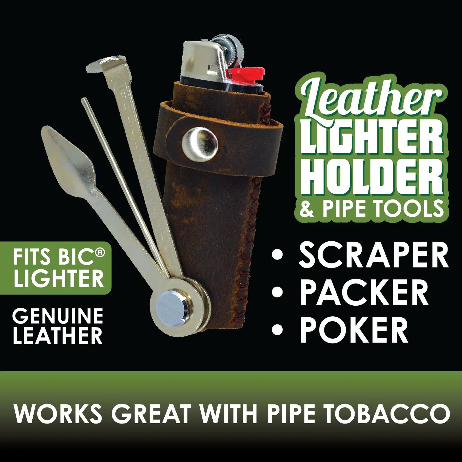 Leather Lighter Case With Tools  - 6 Pieces Per Retail Ready Display 25592 SMOKEZILLA