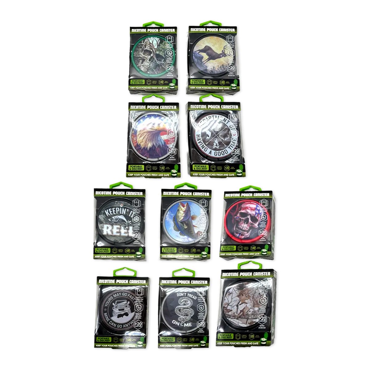 Nicotine Pouch And Storage Canisters  - 10 Pieces Per Retail Ready Display 25689 ROUGHNECK