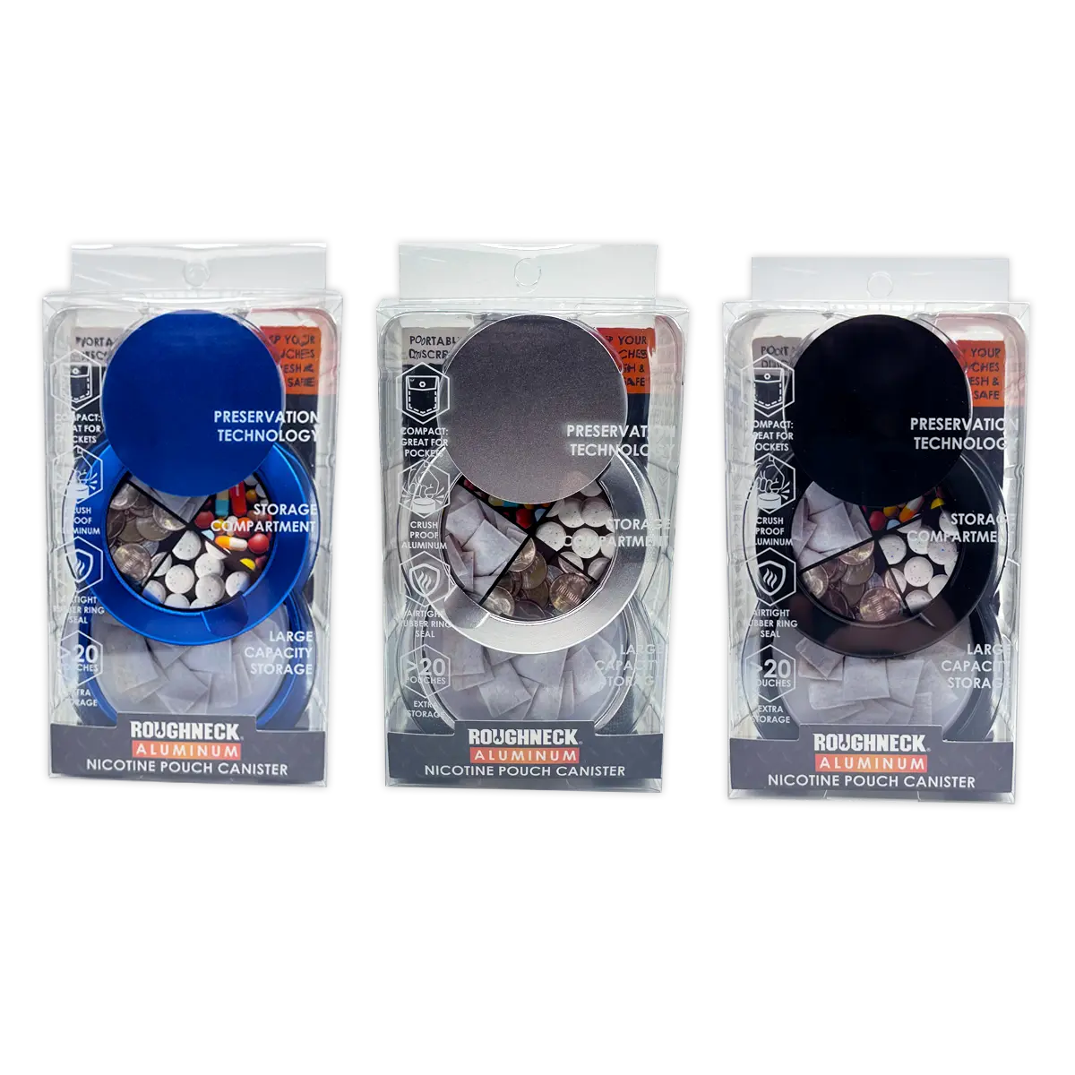 Nicotine Pouch And Storage Canisters  - 6 Pieces Per Retail Ready Display 25747 ROUGHNECK