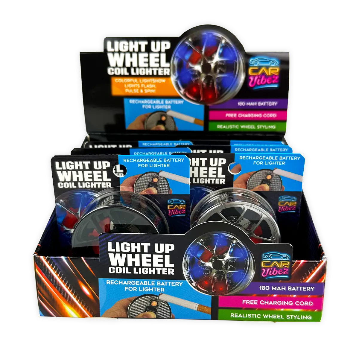 Light-up Coil Lighter Wheel - 6 Pieces Per Retail Ready Display 25771 CAR VIBEZ