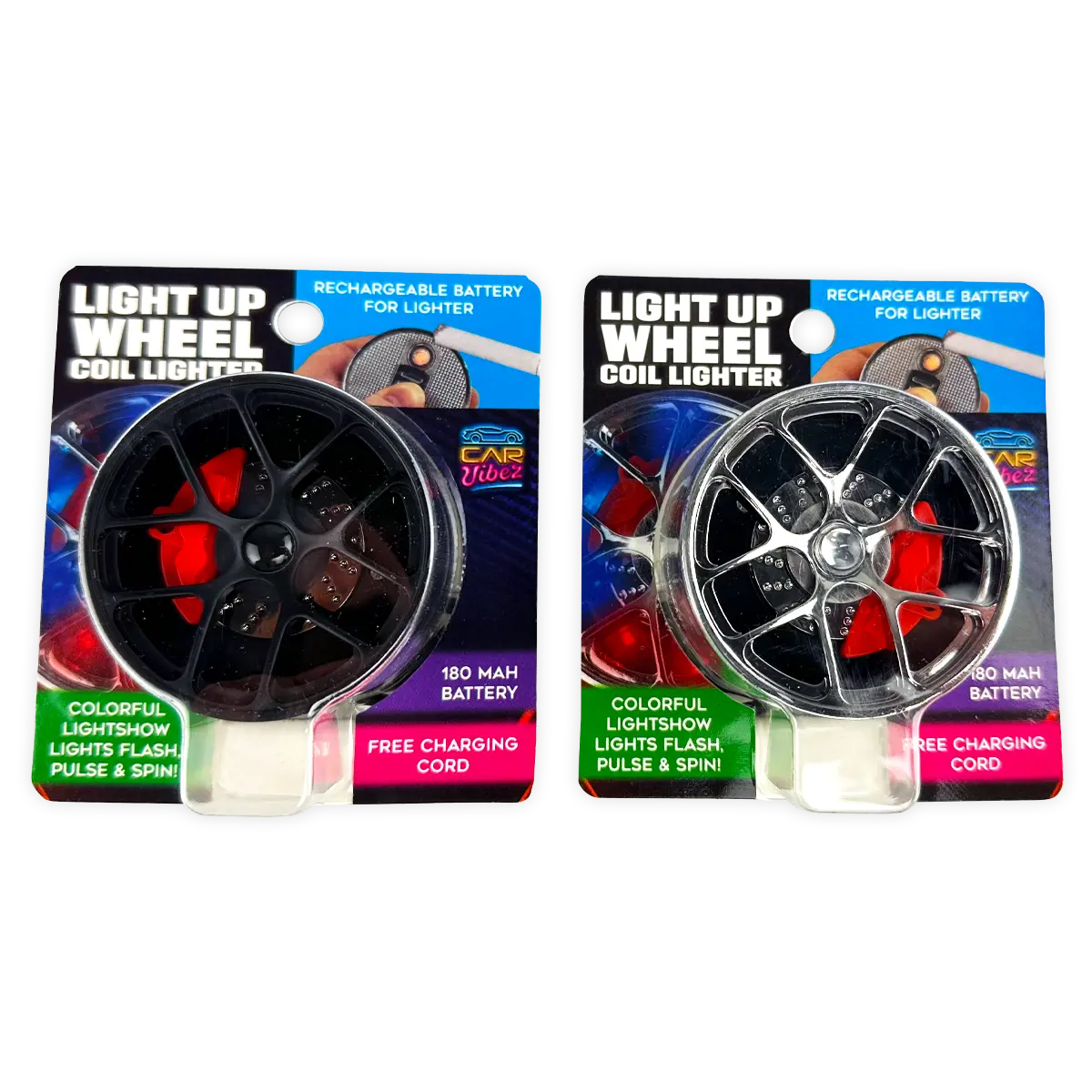Light-up Coil Lighter Wheel - 6 Pieces Per Retail Ready Display 25771 CAR VIBEZ