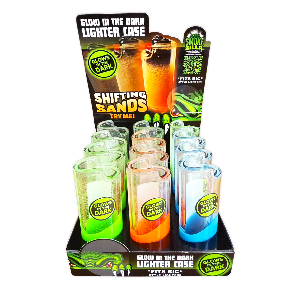 Glow-in-Dark Lighter Case - 12 Pieces Per Retail Ready Display 25834 SMOKEZILLA
