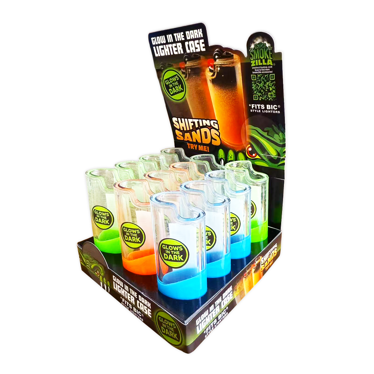 Glow-in-Dark Lighter Case - 12 Pieces Per Retail Ready Display 25834 SMOKEZILLA