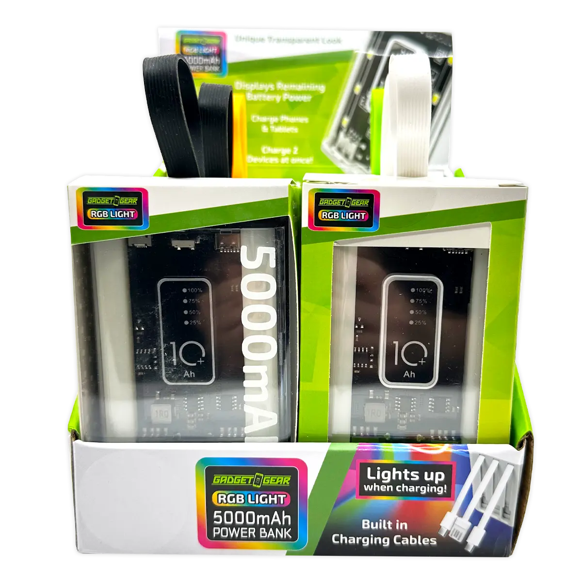 Rechargeable Power Bank with Rgb Lights - 6 Pieces Per Retail Ready Display 25908 GADGET GEAR
