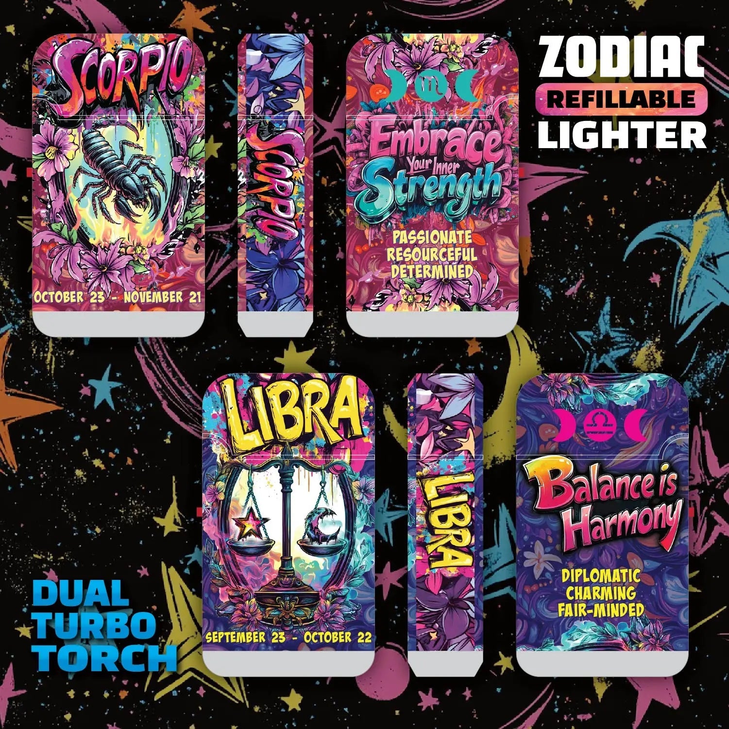 Zodiac Dual Torch Lighter- 12 Pieces Per Retail Ready Display 25915 SMOKEZILLA