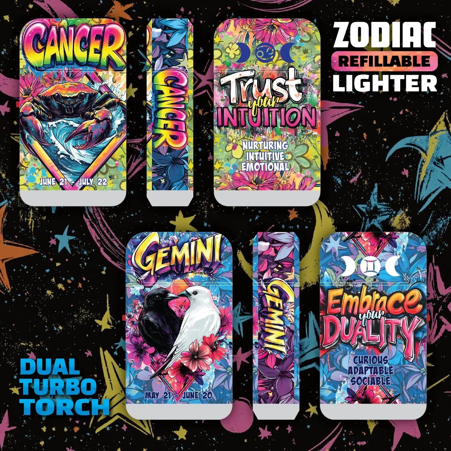 Zodiac Dual Torch Lighter- 12 Pieces Per Retail Ready Display 25915 SMOKEZILLA