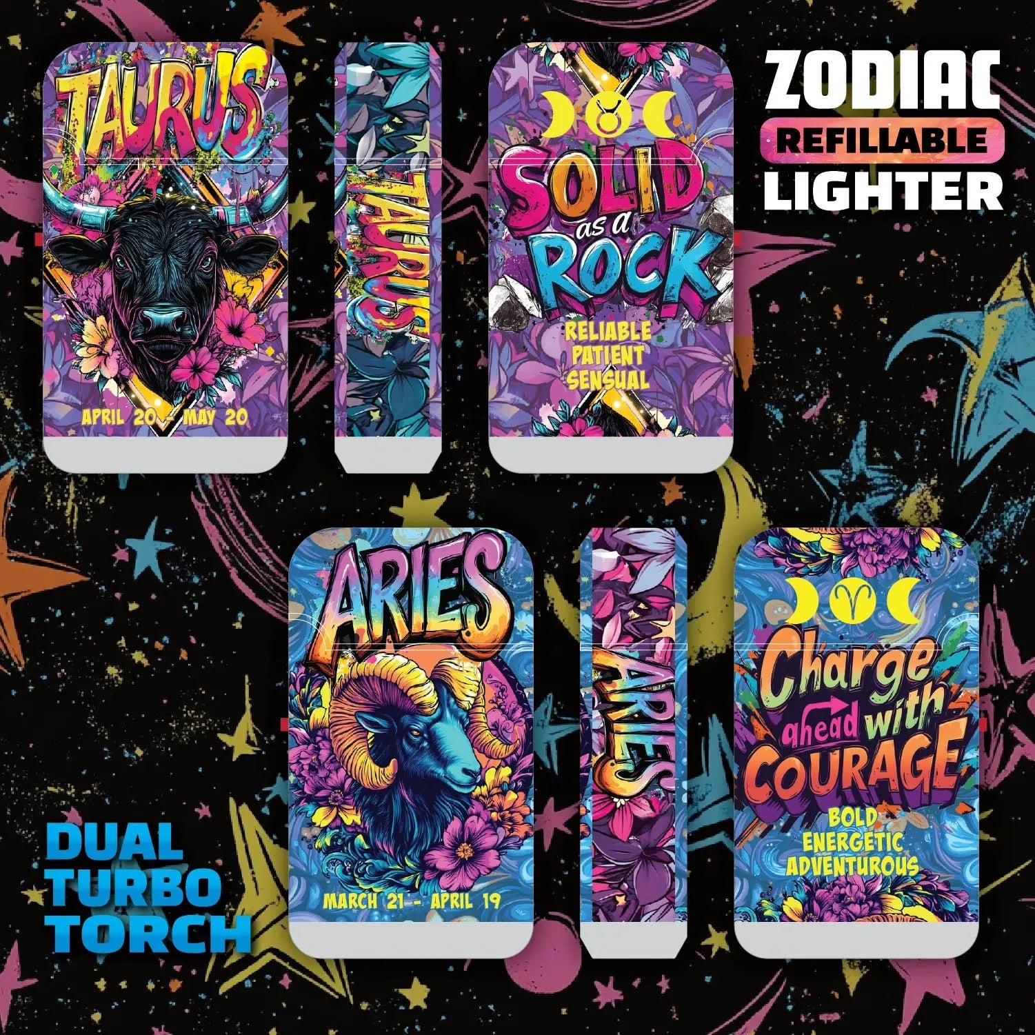 Zodiac Dual Torch Lighter- 12 Pieces Per Retail Ready Display 25915 SMOKEZILLA