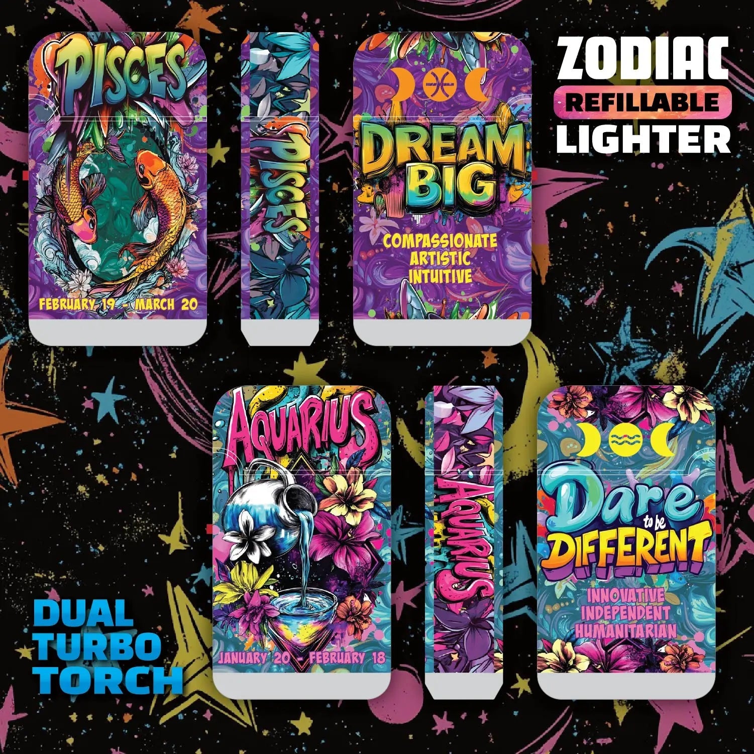 Zodiac Dual Torch Lighter- 12 Pieces Per Retail Ready Display 25915 SMOKEZILLA