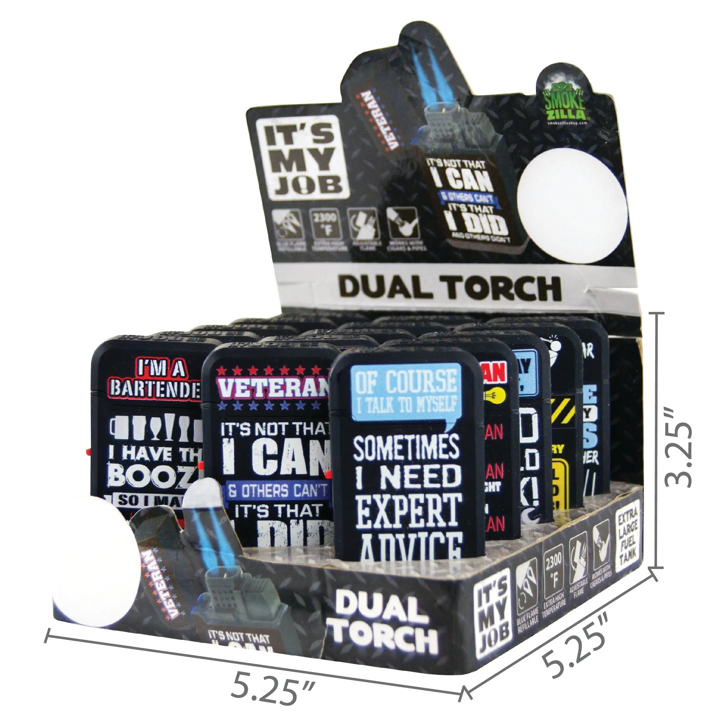 It's My Job Dual Torch Lighter - 15 Pieces Per Retail Ready Display 26151 SMOKEZILLA