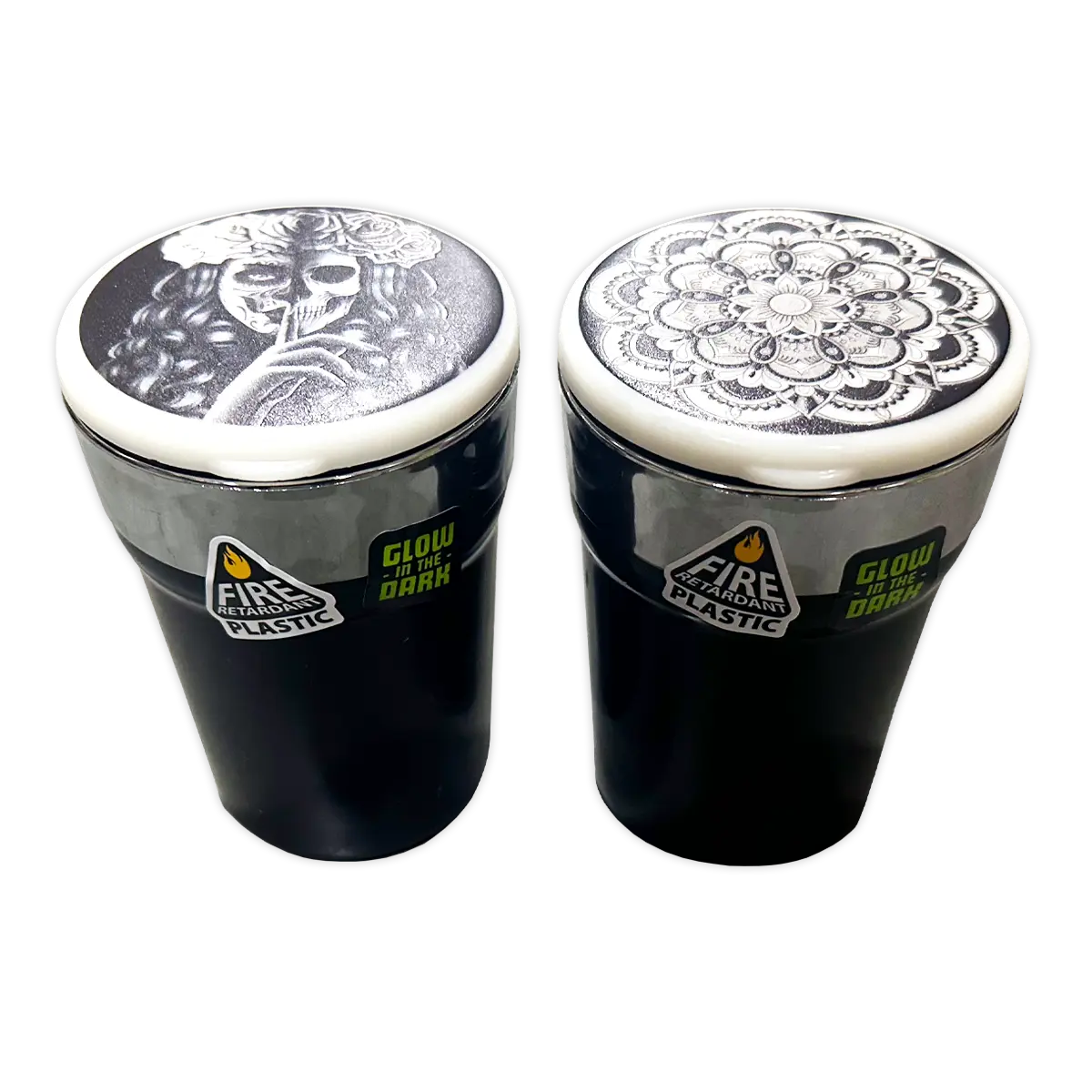Glow In The Dark Printed Lid Butt Bucket Ashtray with LED Light - 2 Per Retail Ready Wholesale Display 40308 SMOKEZILLA