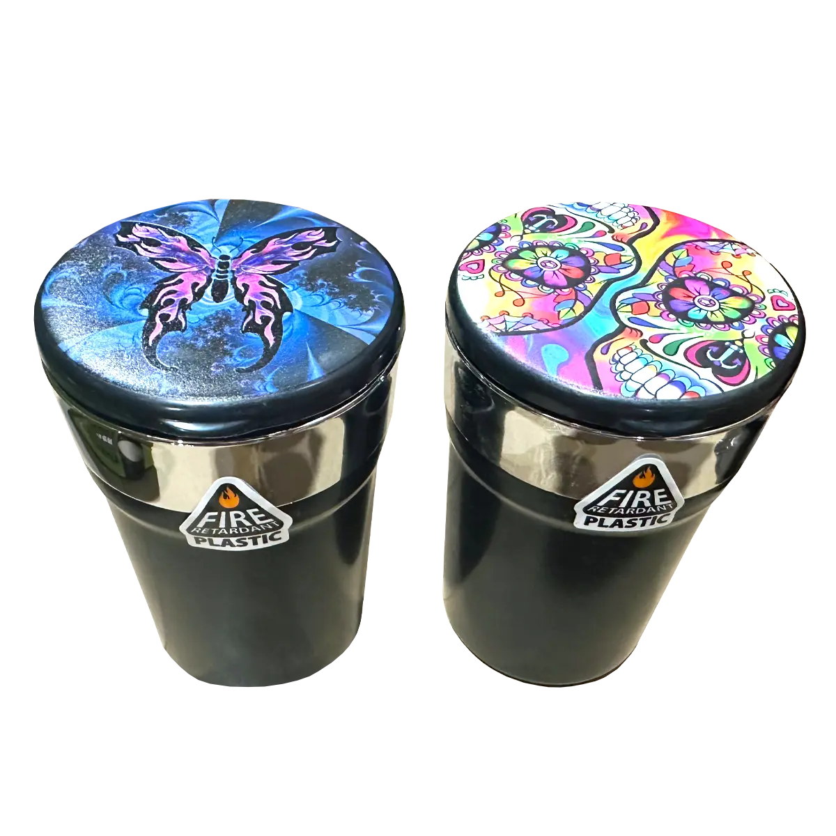 Printed Lid Butt Bucket Ashtray with LED light- 2 Per Retail Ready Wholesale Display 40309 SMOKEZILLA
