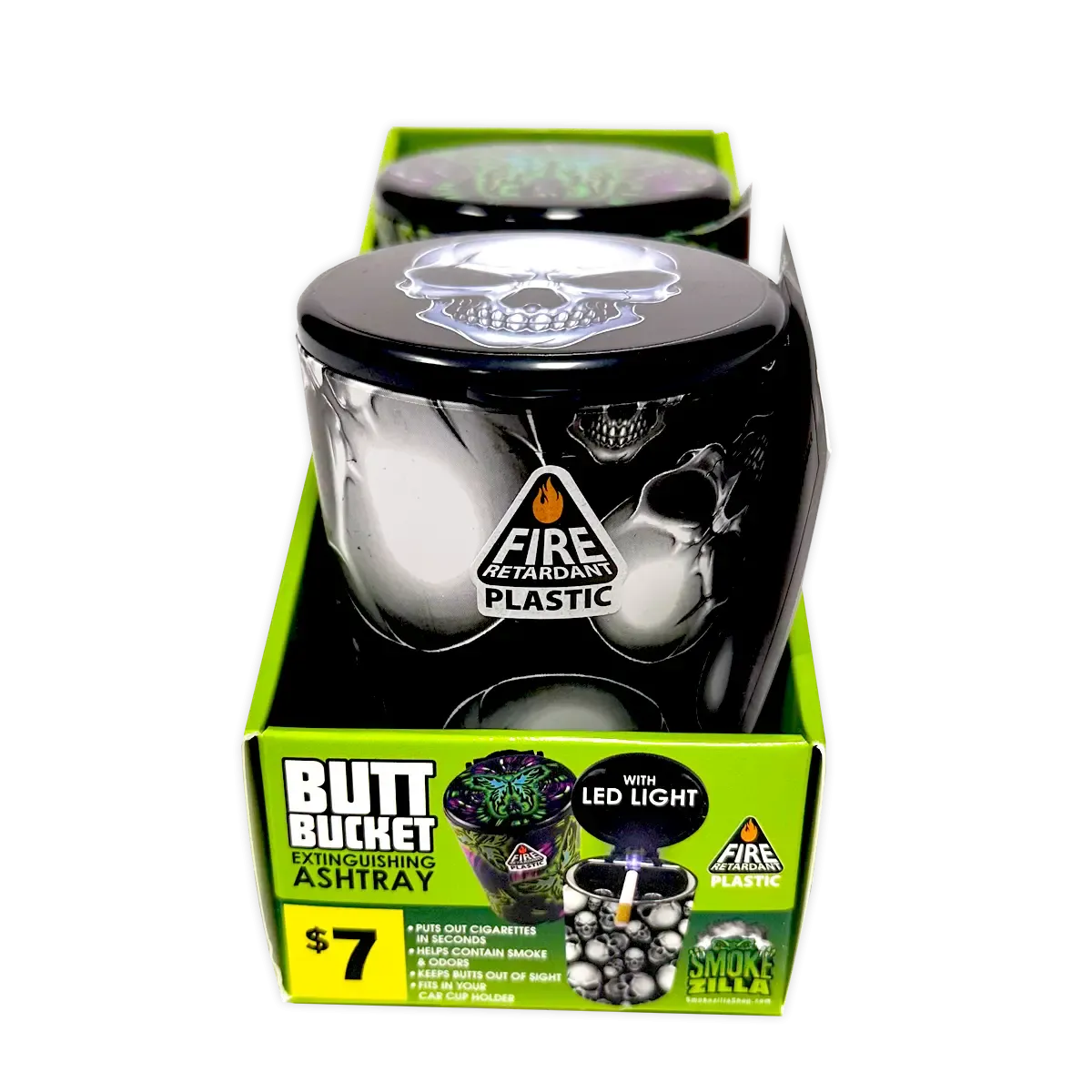 Full Print Butt Bucket Ashtray with LED Light - 2 Per Retail Ready Wholesale Display 40310 SMOKEZILLA
