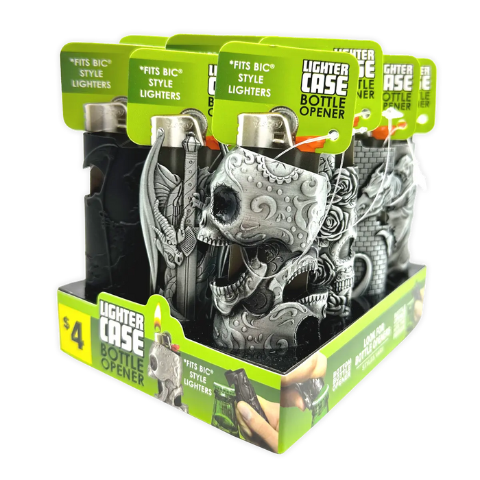 Metal Mystic Lighter Case with Bottle Opener Assortment - 12 Pieces Per Retail Ready Display 40314