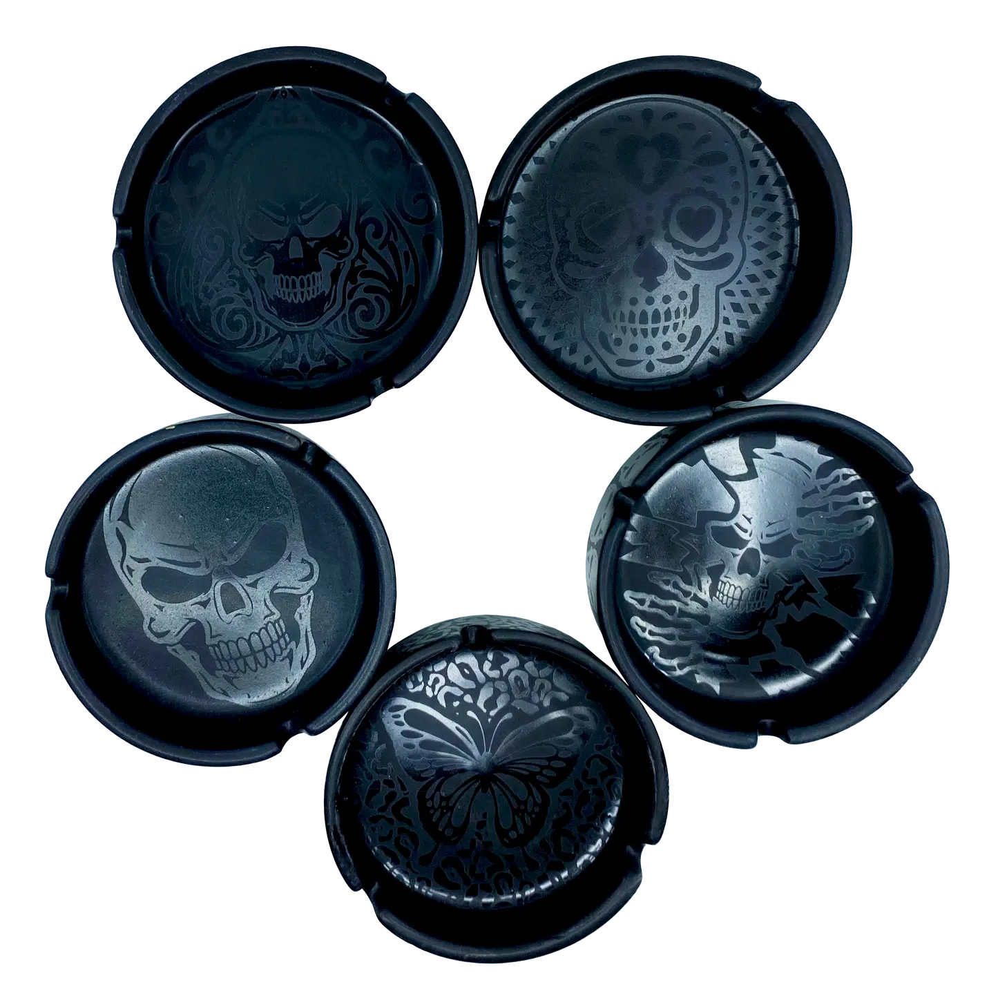 Round Ceramic Black Ashtray - 5 Per Retail Ready Display 40321 SMOKEZILLA