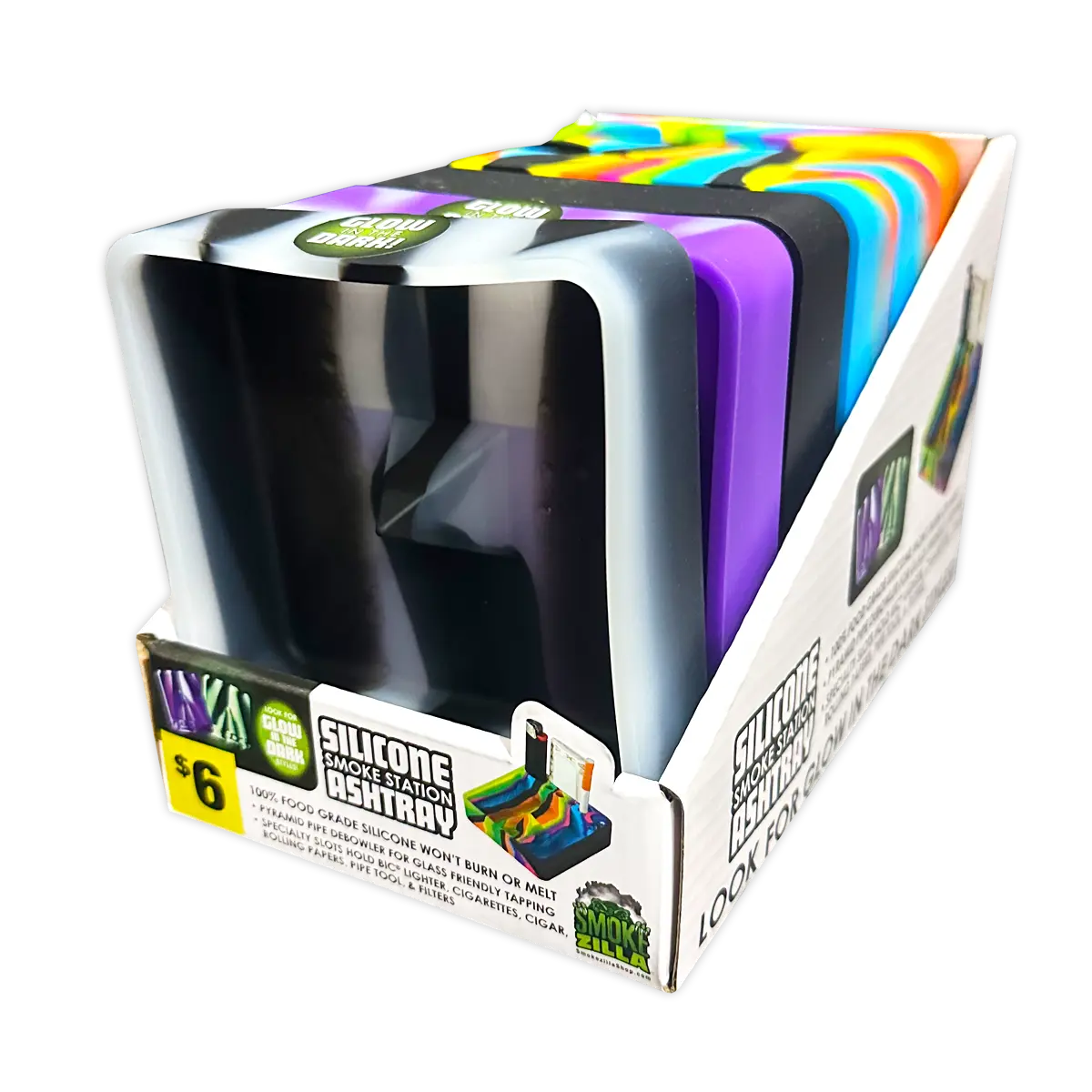 Silicone Ashtray with Assorted Colors - 6 Per Retail Ready Display 40957 SMOKEZILLA