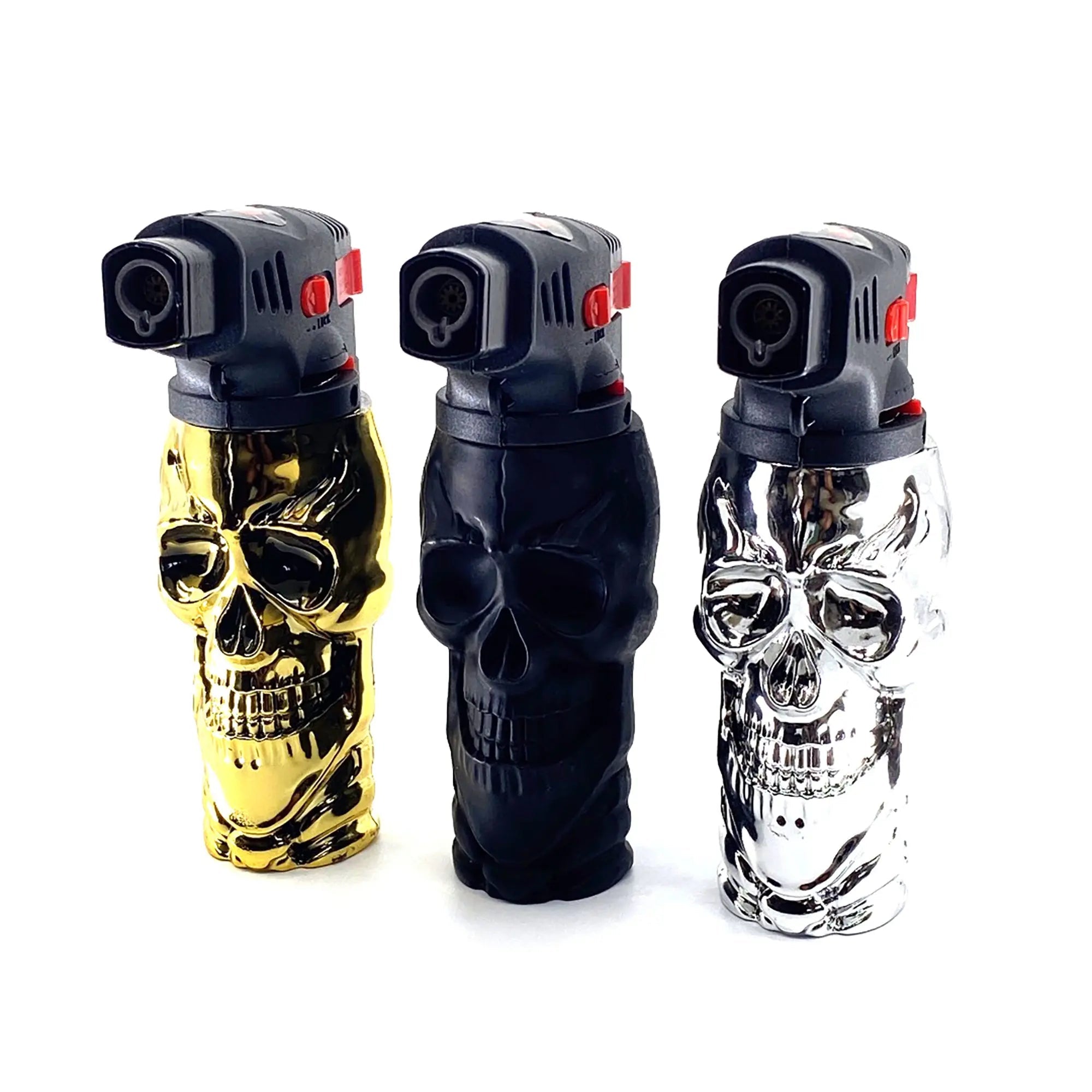Metallic XXL Skull Torch Lighter - 9 Pieces Per Retail Ready Display 4