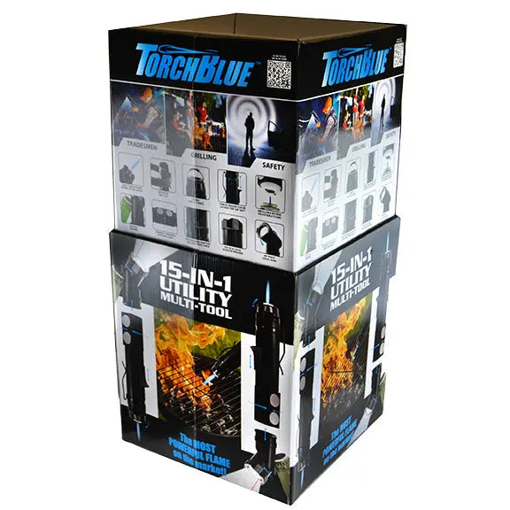 Merchandising Fixture - Corrugated Torch Blue Multi-Tool Floor Display ...