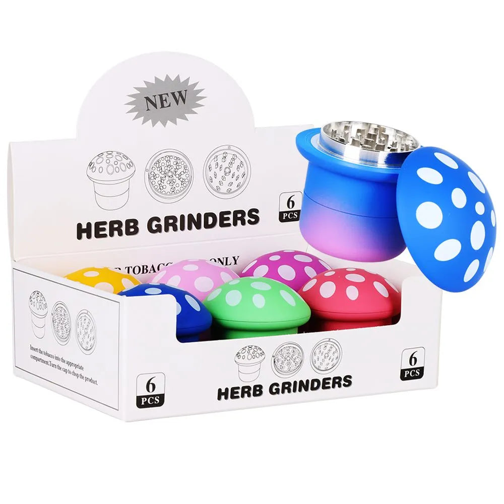 6CT DISPLAY - Gradiant Mushroom Grinder - 4pc / 2.7" / Assorted Colors, BDD Wholesale