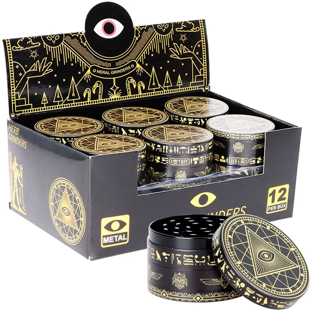 12CT DISPLAY - All-Seeing Eye Metal Grinder - 4pc / 2.5", BDD Wholesale