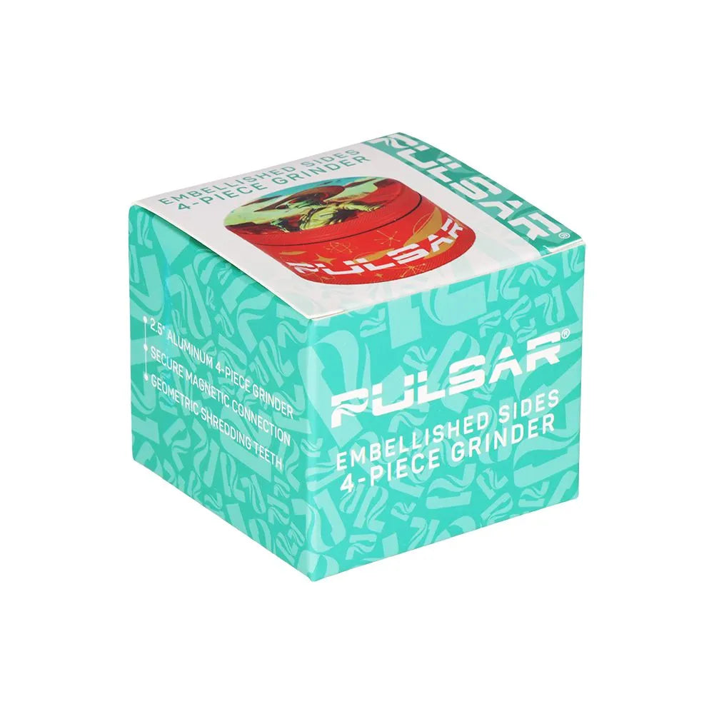 6CT DISPLAY - Pulsar Design Series Aluminum Grinder V2 - 4pc / 2.5" / Assorted Designs, BDD Wholesale