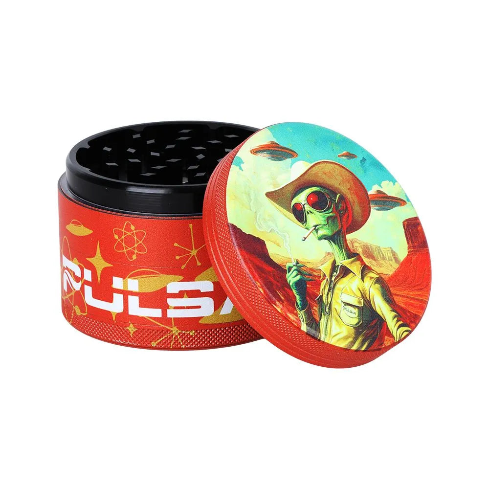 6CT DISPLAY - Pulsar Design Series Aluminum Grinder V2 - 4pc / 2.5" / Assorted Designs, BDD Wholesale