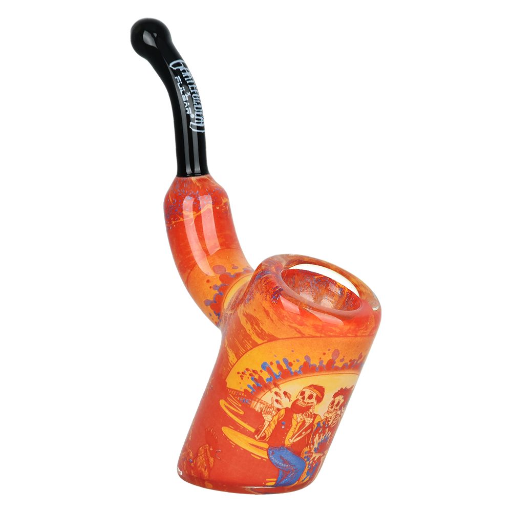 Grateful Dead x Pulsar Inside Print Bent Sherlock Pipe | 4", BDD Wholesale