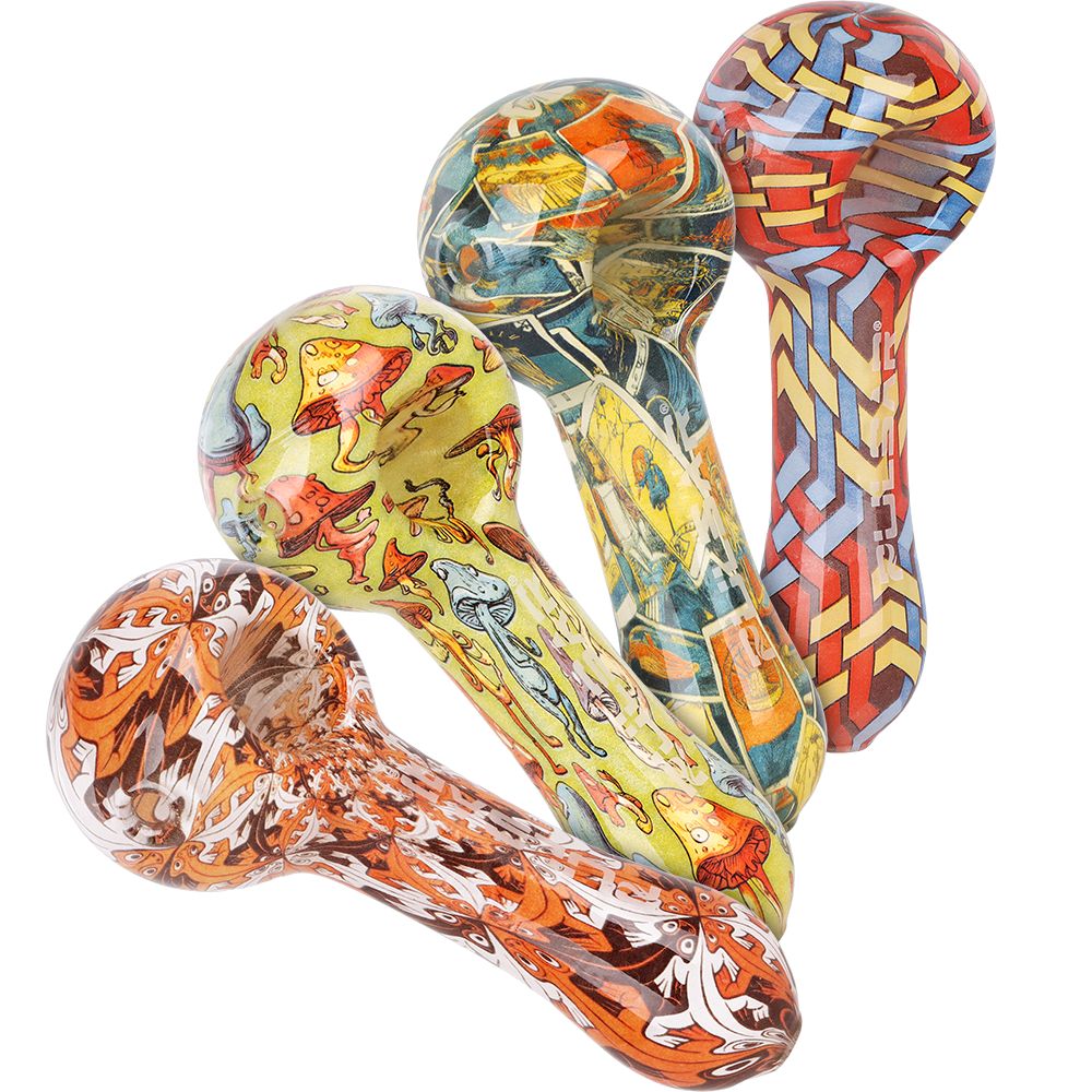 Pulsar Inside Print Glass Spoon Pipe | 4.75", BDD Wholesale