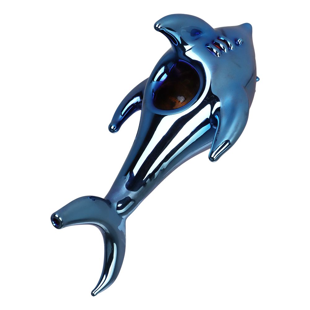 SeshGear Electroplated Cobalt Chomper Glass Hand Pipe - 5", BDD Wholesale