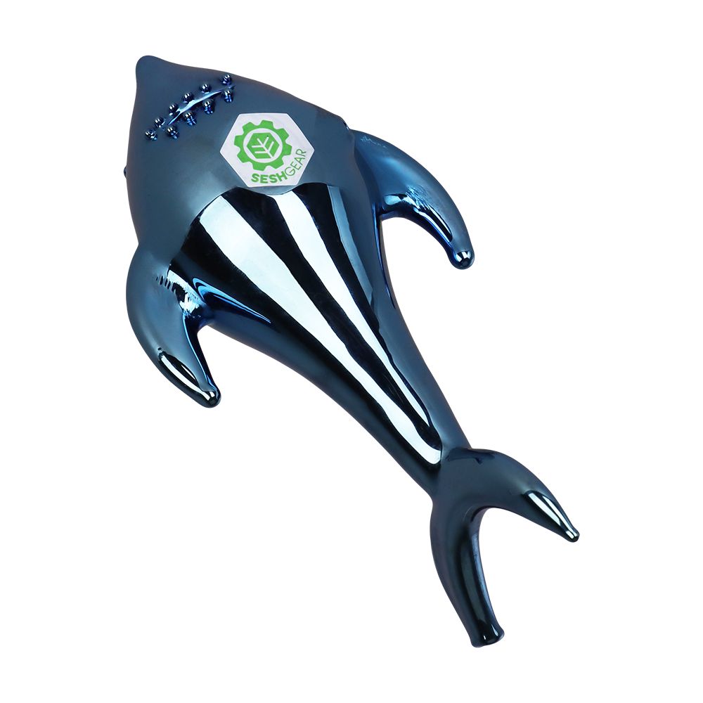 SeshGear Electroplated Cobalt Chomper Glass Hand Pipe - 5", BDD Wholesale