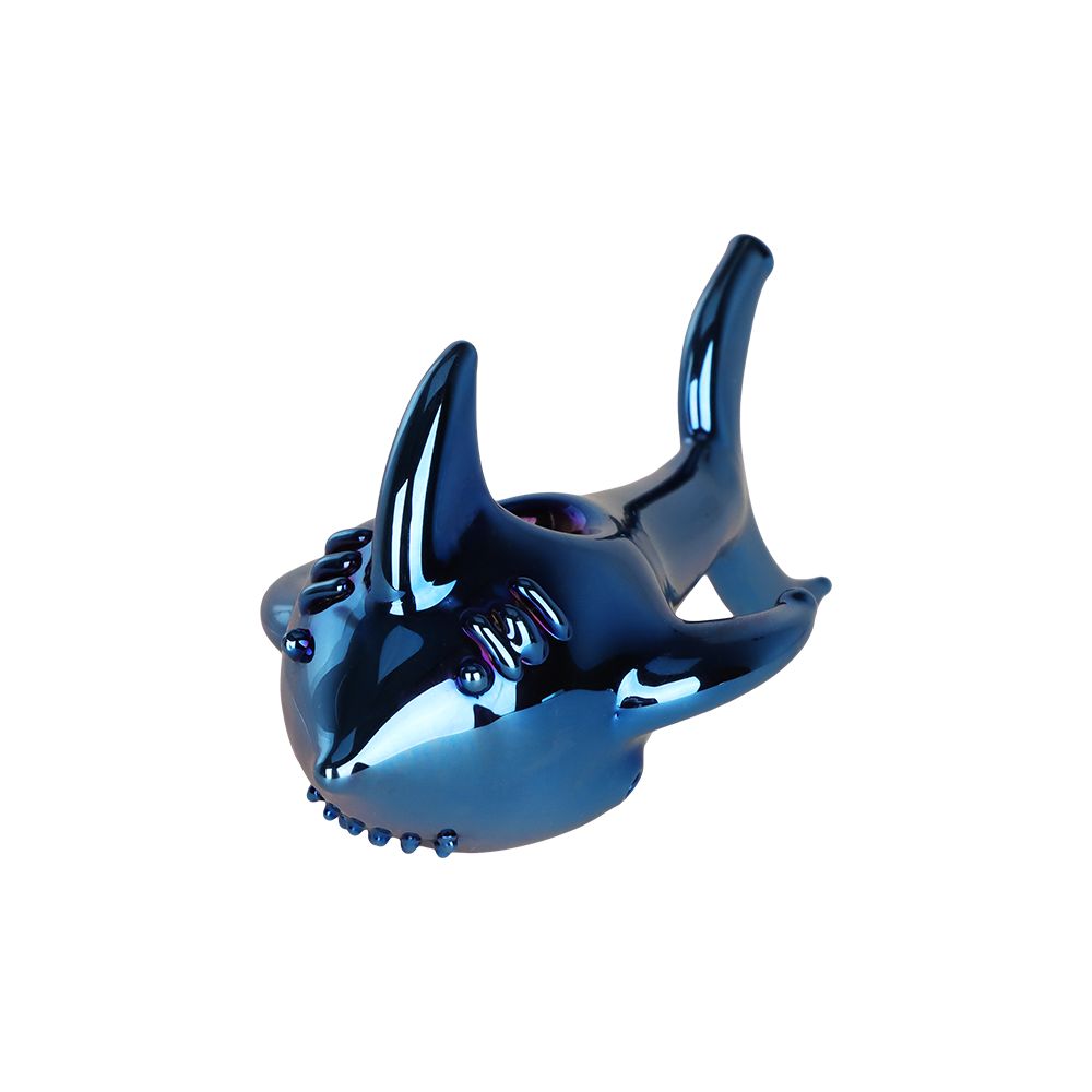 SeshGear Electroplated Cobalt Chomper Glass Hand Pipe - 5", BDD Wholesale