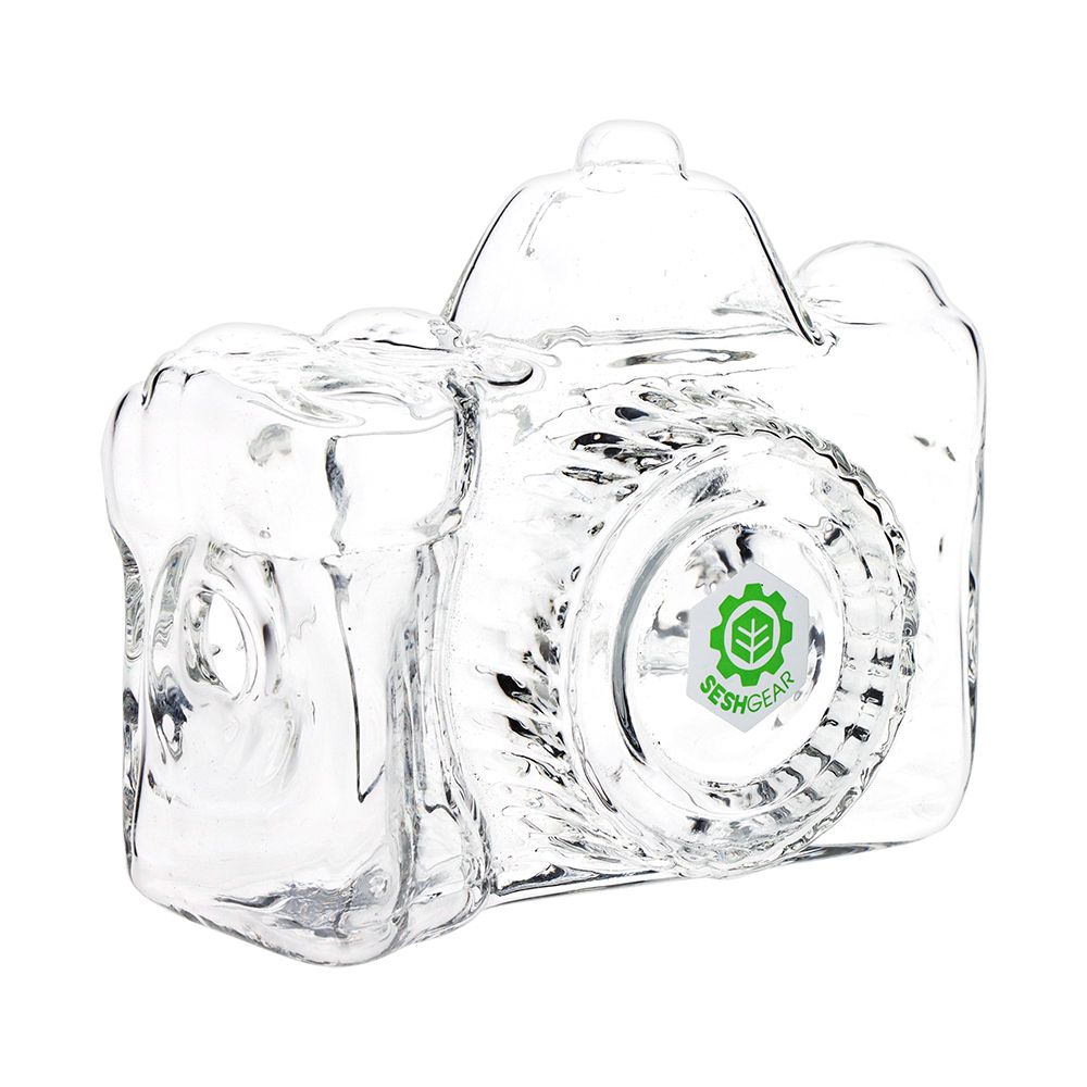 SeshGear Old School Camera Glass Hand Pipe - 3.75" / Clear, BDD Wholesale