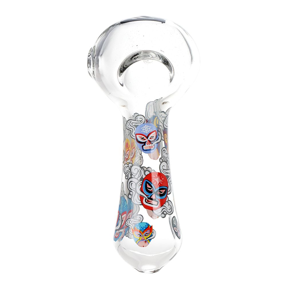 3CT BUNDLE - Pulsar Luchadors Glass Spoon Pipe - 4.5", BDD Wholesale