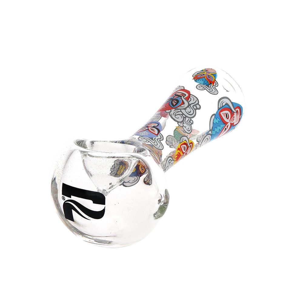 3CT BUNDLE - Pulsar Luchadors Glass Spoon Pipe - 4.5", BDD Wholesale