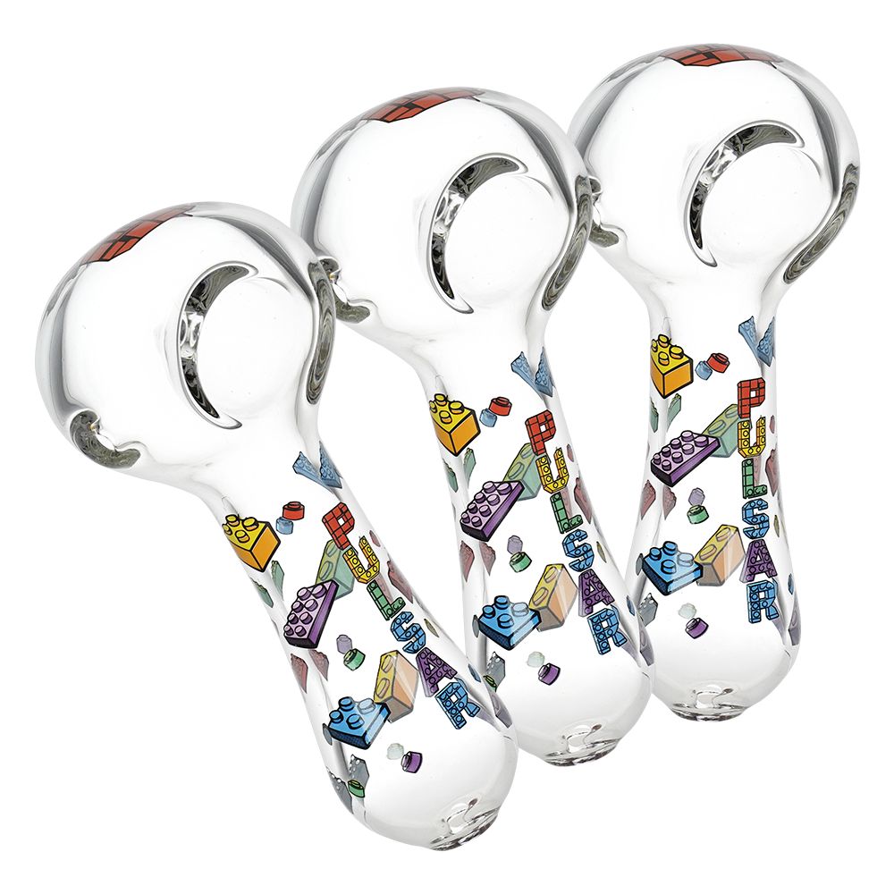 3CT BUNDLE - Pulsar Building Blocks Glass Spoon Pipe - 4.5", BDD Wholesale