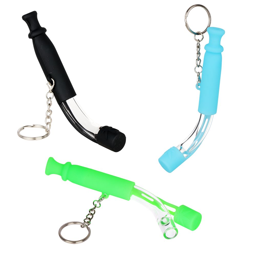 42CT DISPLAY - SeshGear Curved Glass Taster w/ Silicone Sleeve - 4.75" / Assorted Colors, BDD Wholesale