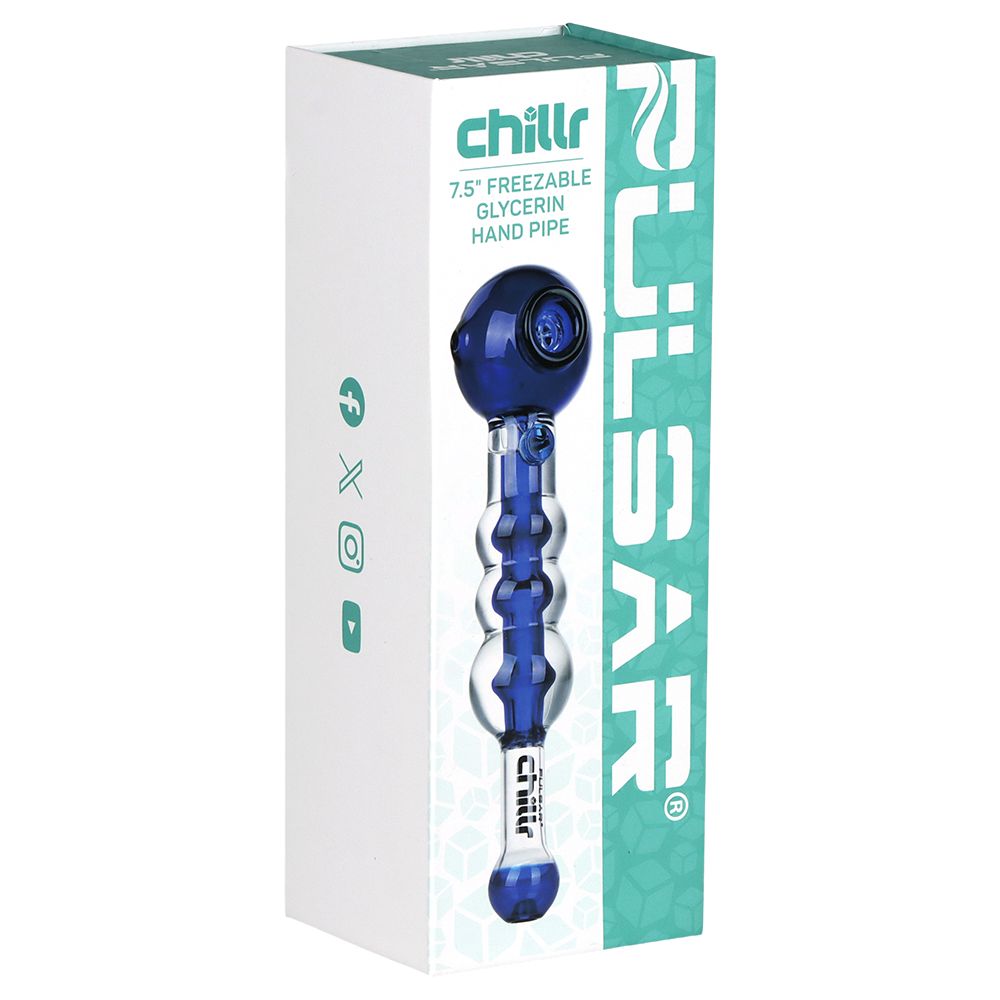 Pulsar Chillr Glycerin Glass Hand Pipe - 7.5" / Blue, BDD Wholesale