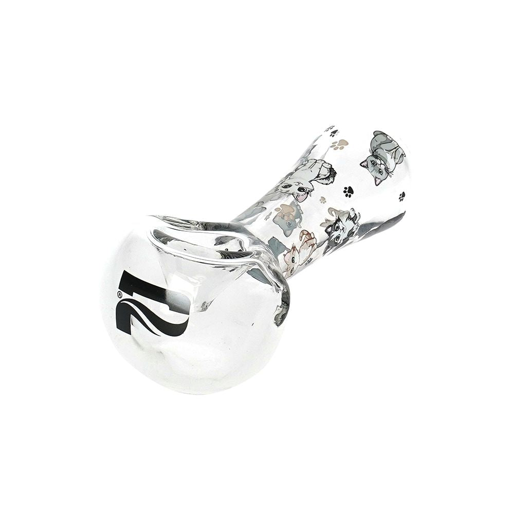 3CT BUNDLE - Pulsar Cute Kitties Glass Spoon Pipe - 4.5", BDD Wholesale